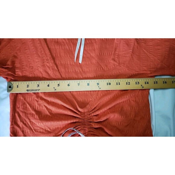 Anthropologie Sabrina Cinched Top Long Sleeve Shirred (Size M) Burnt Orange - Picture 10 of 16